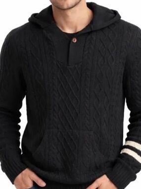 Birdwell Beach Britches Merino Wool Cable Knit Baja Hoodie Sweater XL